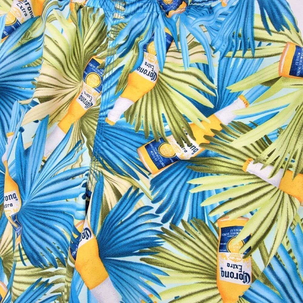 Corona Extra Beer Bottle Tropical Swim Trunks Board Shorts Mens Small Beach - Picture 3 of 12